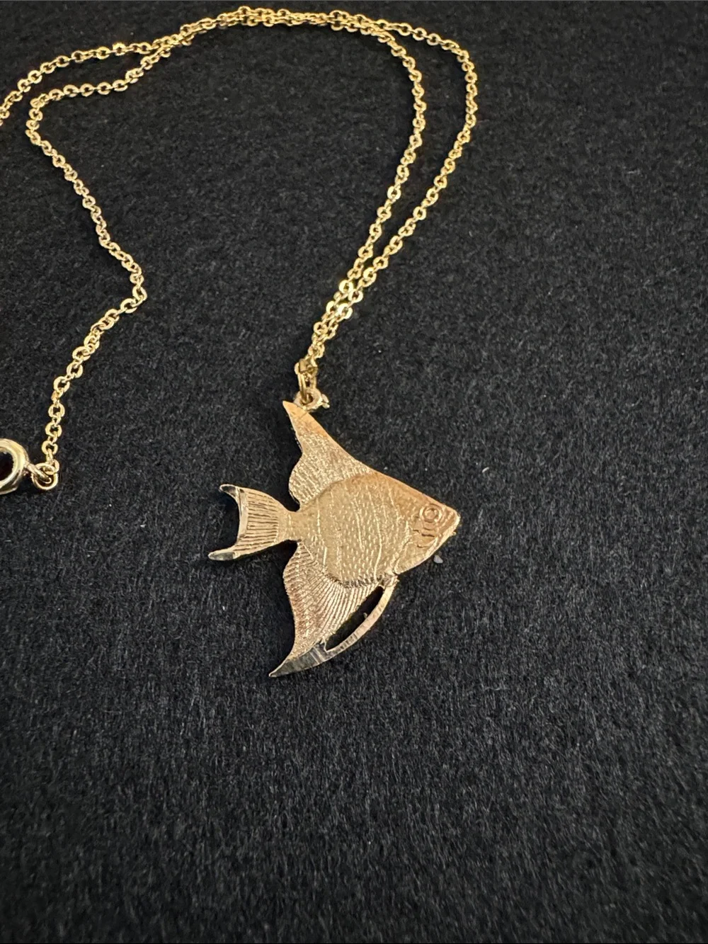 Gold Angelfish Pendant Necklace - Delicate Fish Charm